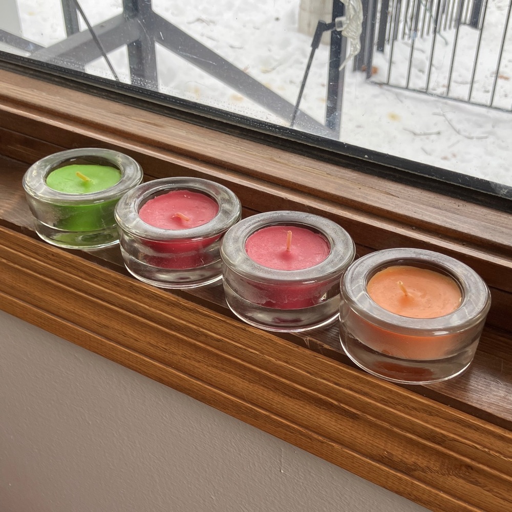 Set of Four glass tea light holders